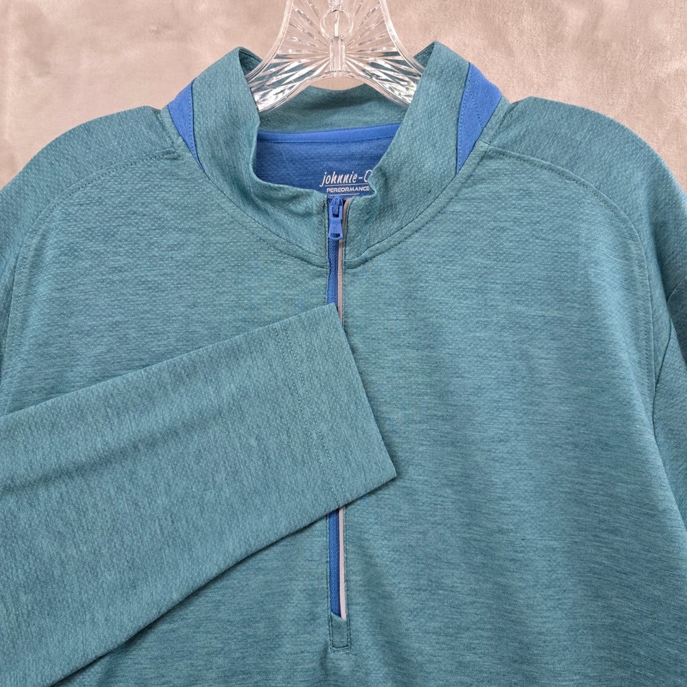 Johnnie-O Mens XL Quarter Zip Pullover Blue Performance Heathered Logo